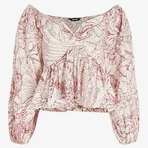 Express Women's Off Shoulder Floral Peplum Blouse Size M Multicolor